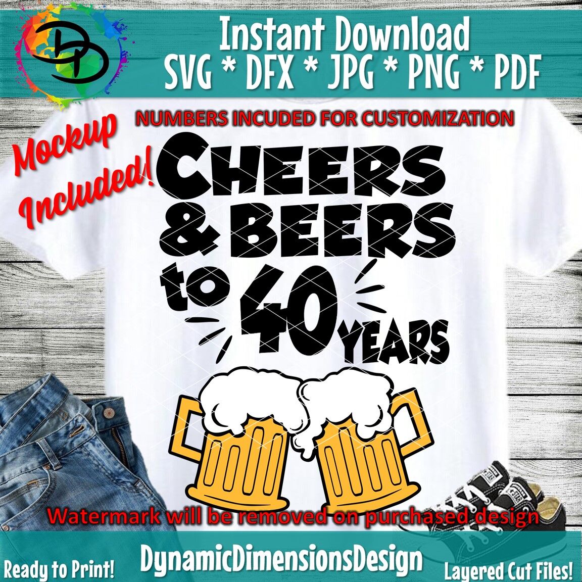 Download Paper Party Kids 40th Birthday Svg Cheers And Beers Svg Cheers And Beers To 40 Years Svg Cut File Craft Supplies Tools