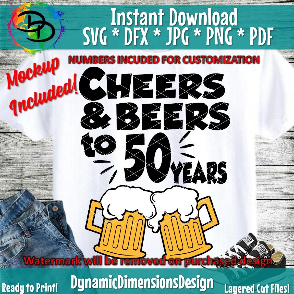 Download Cheers and Beers to 50 Years SVG, 50th Birthday, 50th ...