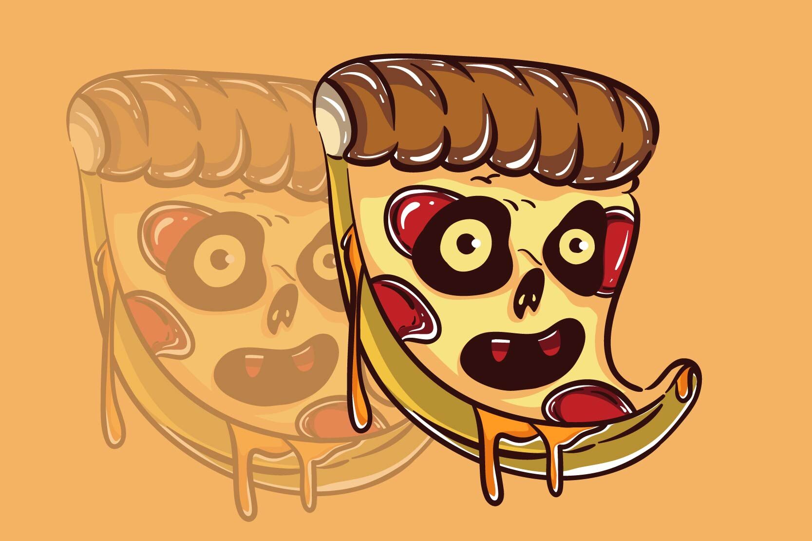 Пицца монстр. Улыбающийся монстр с пиццей. Все монстры пиццерии.
