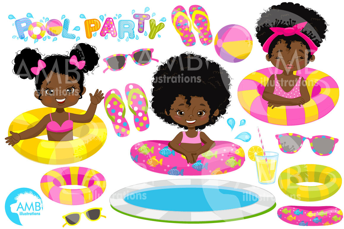 POOL PARTY Clipart Girl Pool Party Clipart Summer Clipart -  Israel