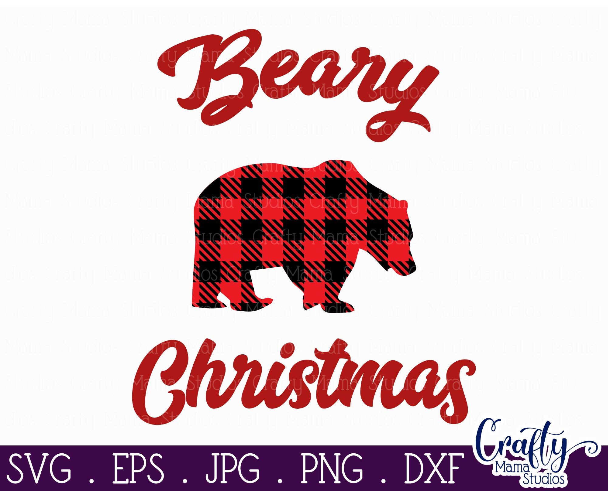 Christmas Svg - Buffalo Plaid Svg - Merry Christmas Svg -Beary Merry C ...