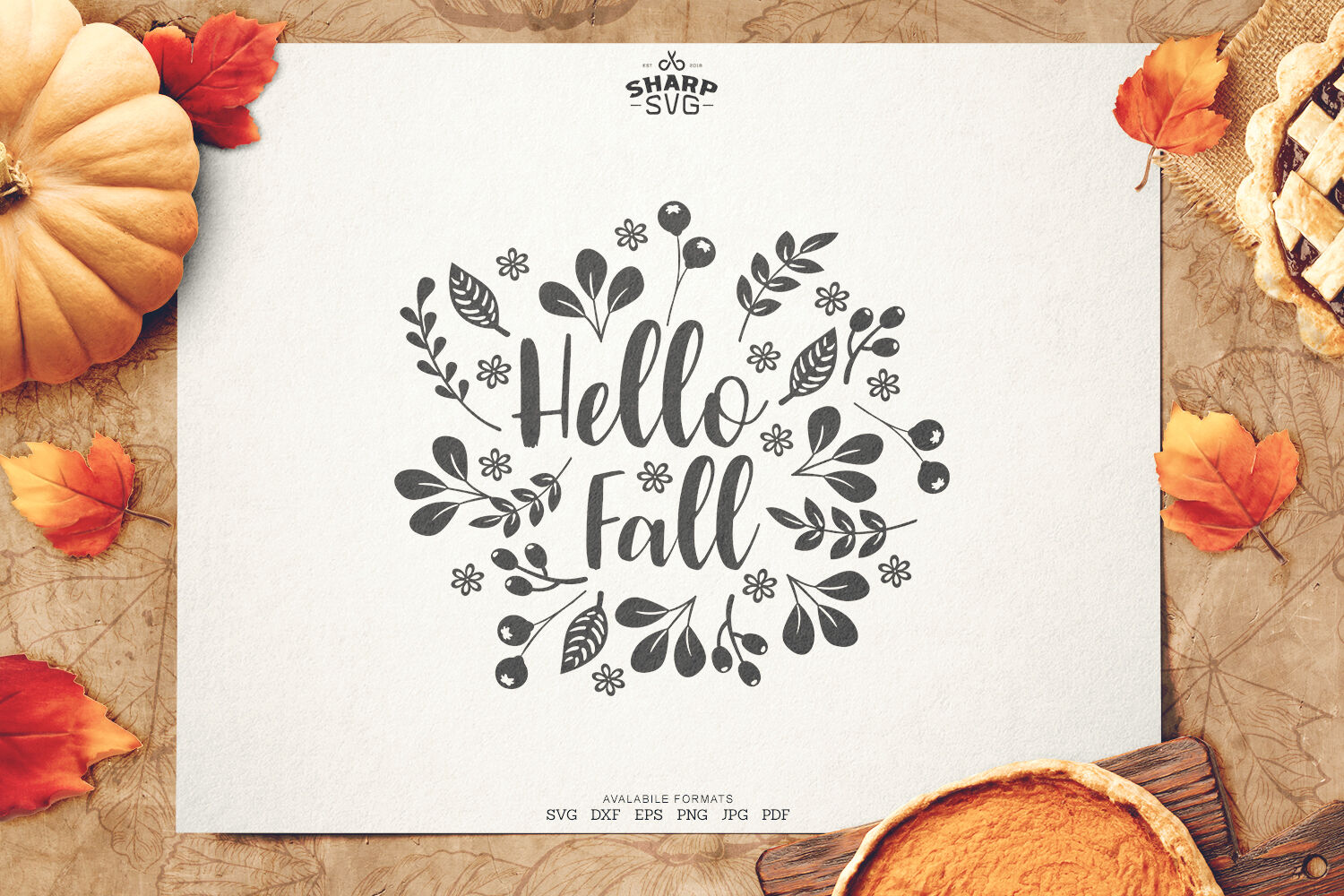 Hello Fall SVG | Autumn SVG Files By SharpSVG | TheHungryJPEG.com