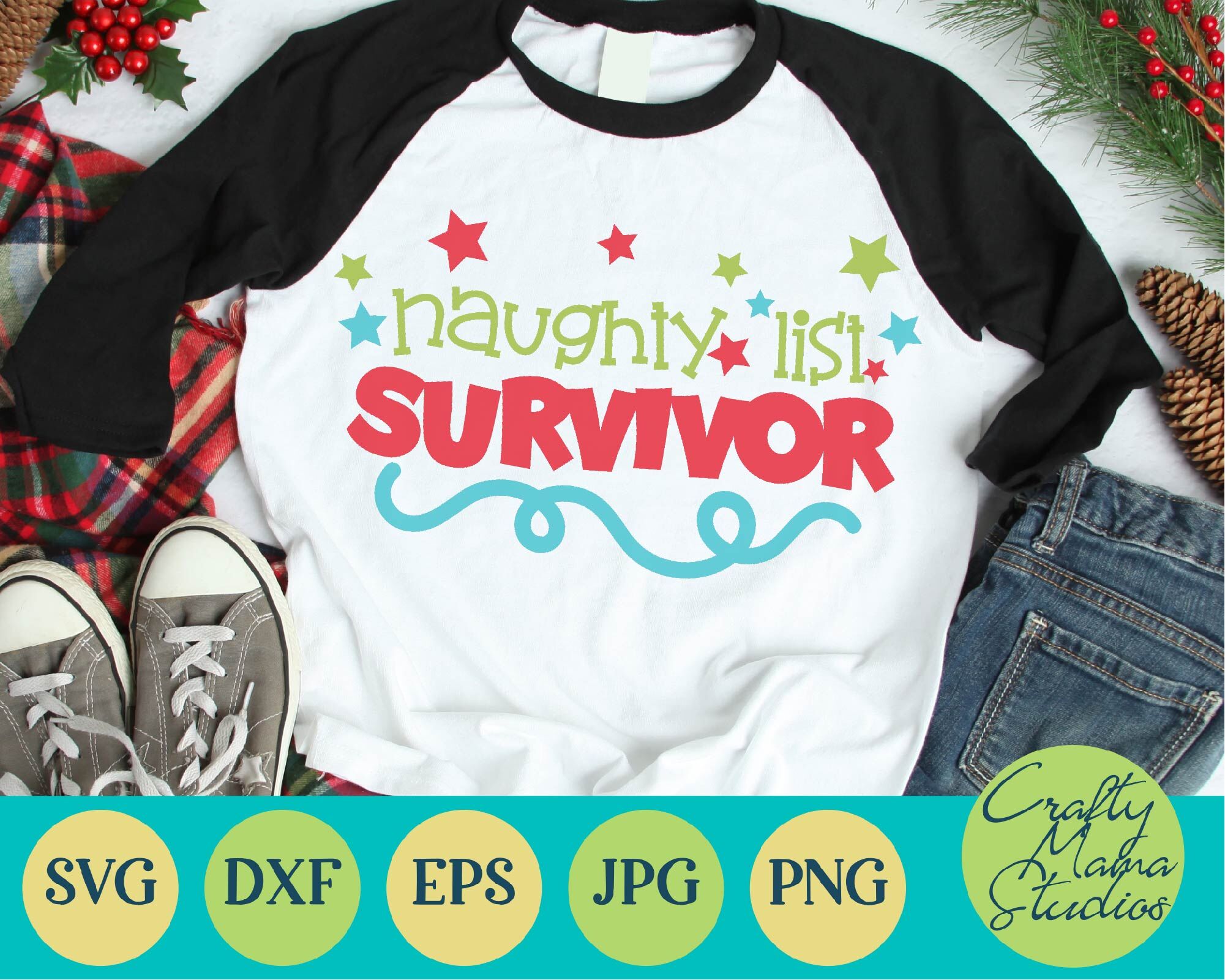 Christmas Svg Naught List Survivor By Crafty Mama Studios Thehungryjpeg Com