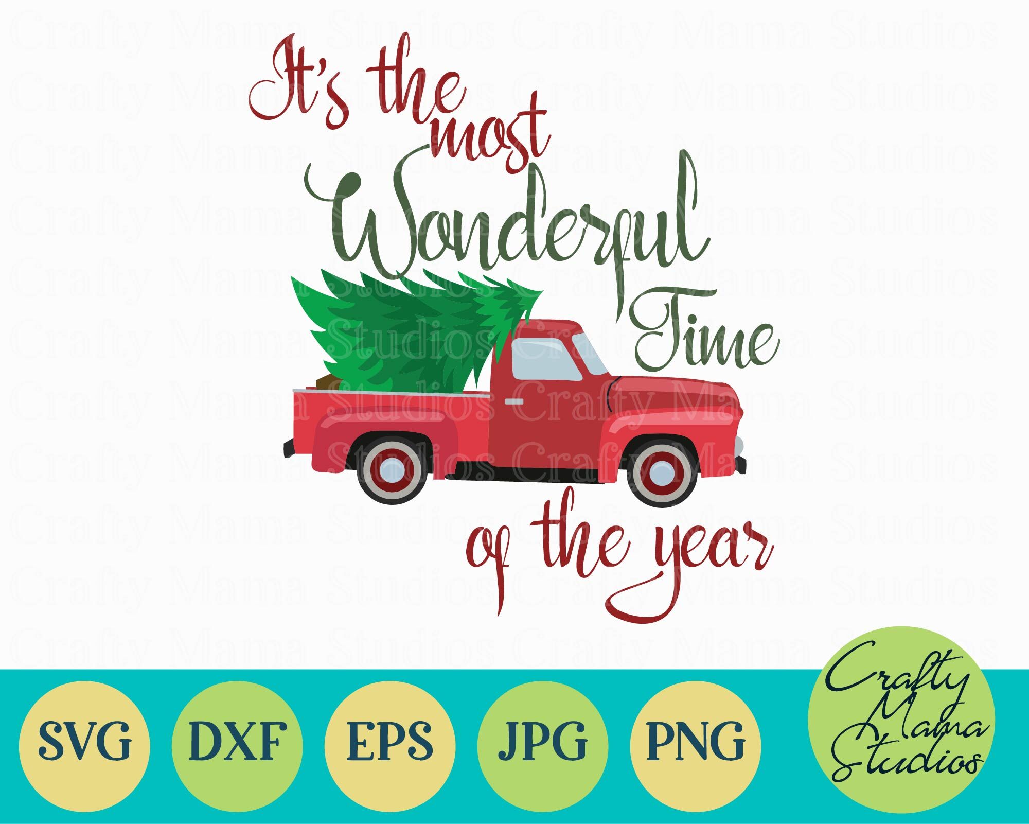 Christmas Vintage Truck Svg Wonderful Time Svg By Crafty Mama Studios Thehungryjpeg Com