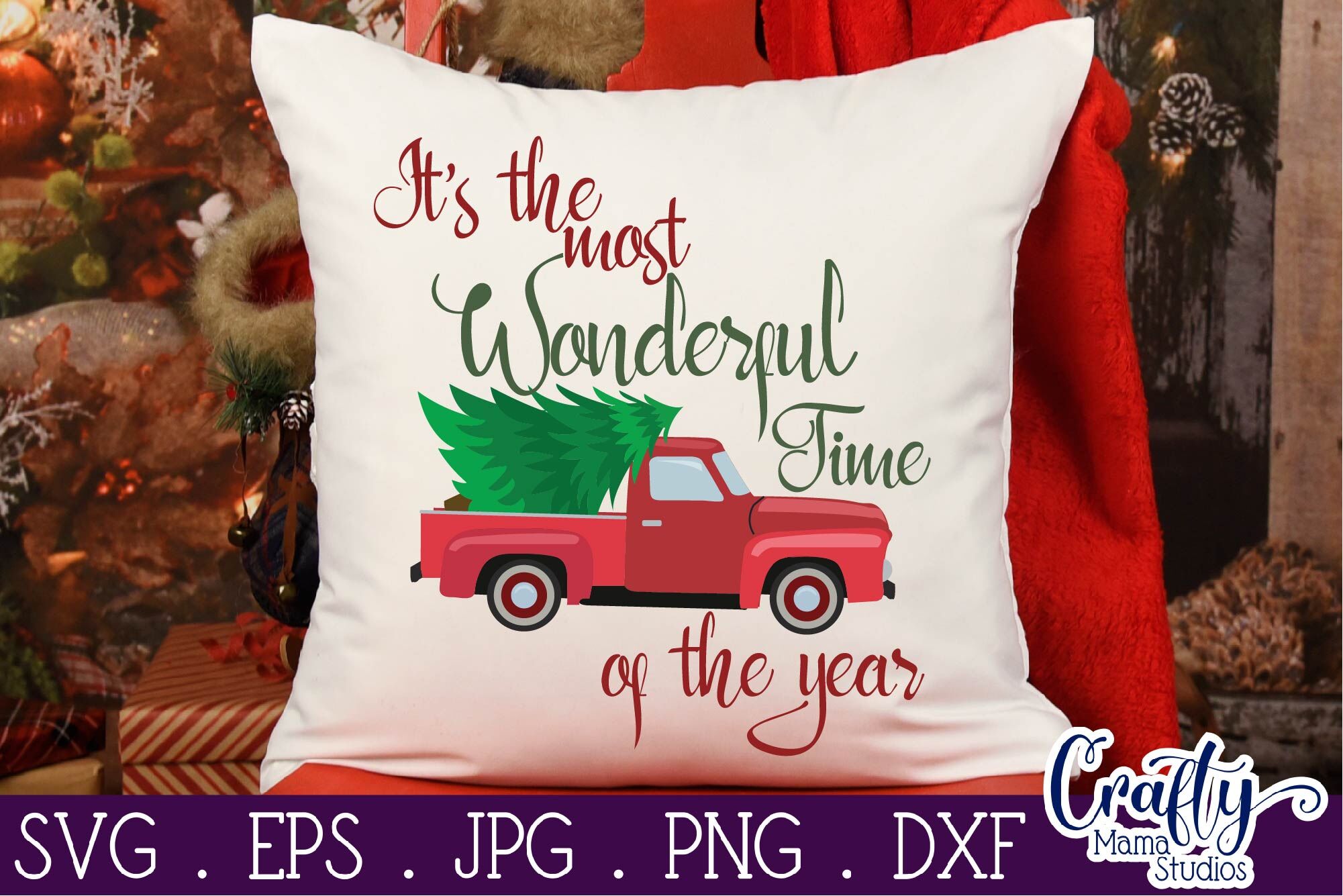 Download Christmas Vintage Truck Svg Wonderful Time Svg By Crafty Mama Studios Thehungryjpeg Com