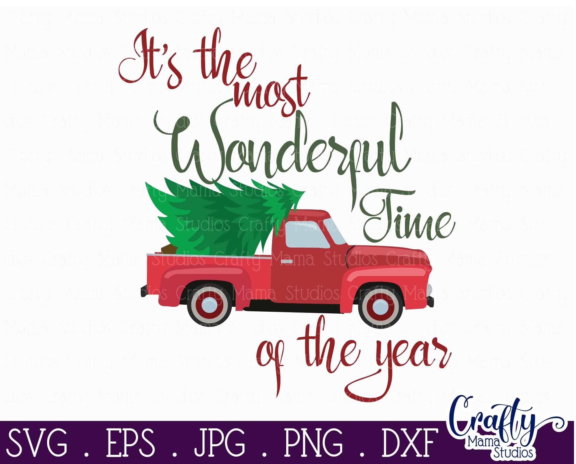 Download Christmas Vintage Truck Svg Wonderful Time Svg By Crafty Mama Studios Thehungryjpeg Com Yellowimages Mockups