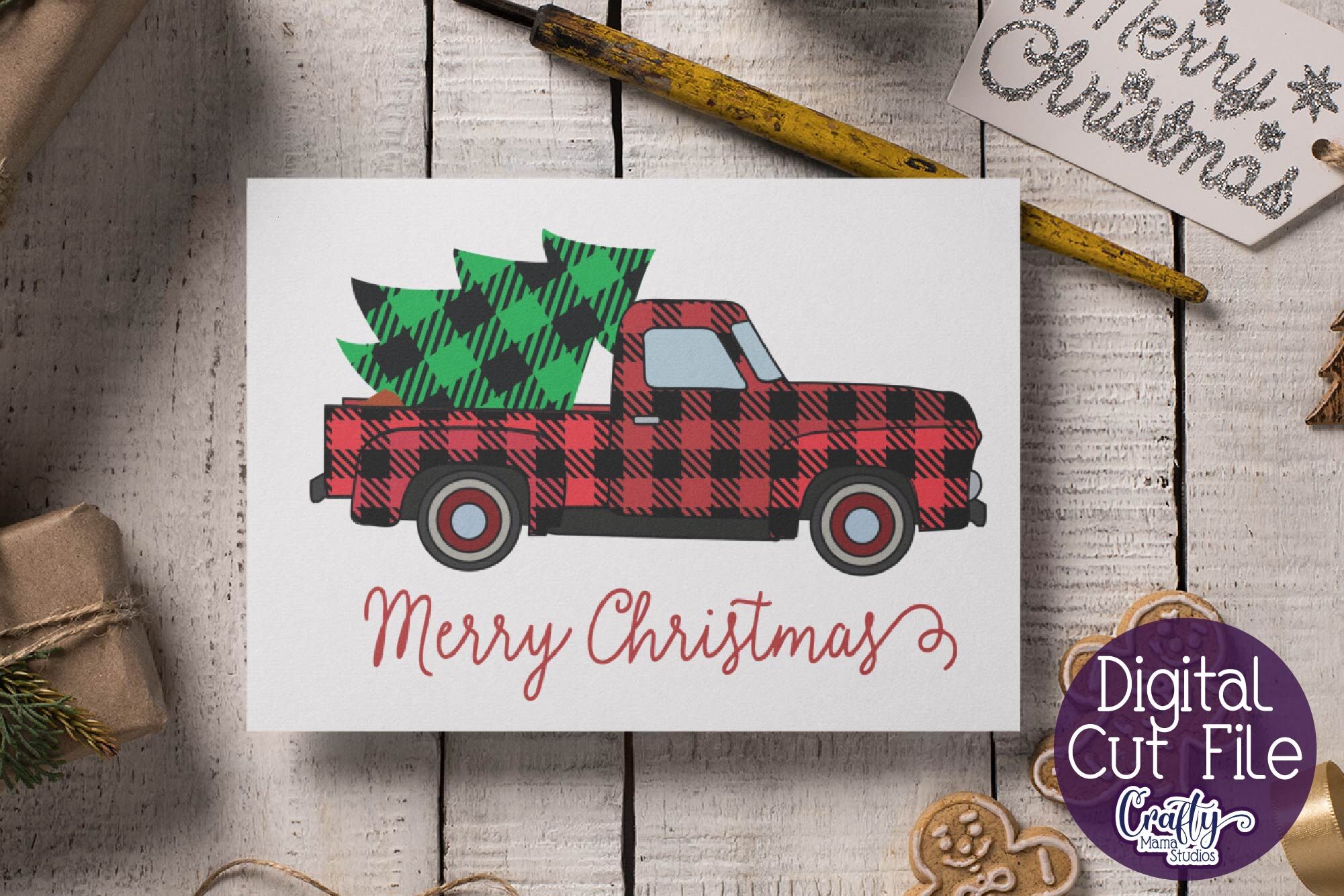 Christmas Svg Merry Christmas Svg Vintage Truck Christmas Truck By Crafty Mama Studios Thehungryjpeg Com