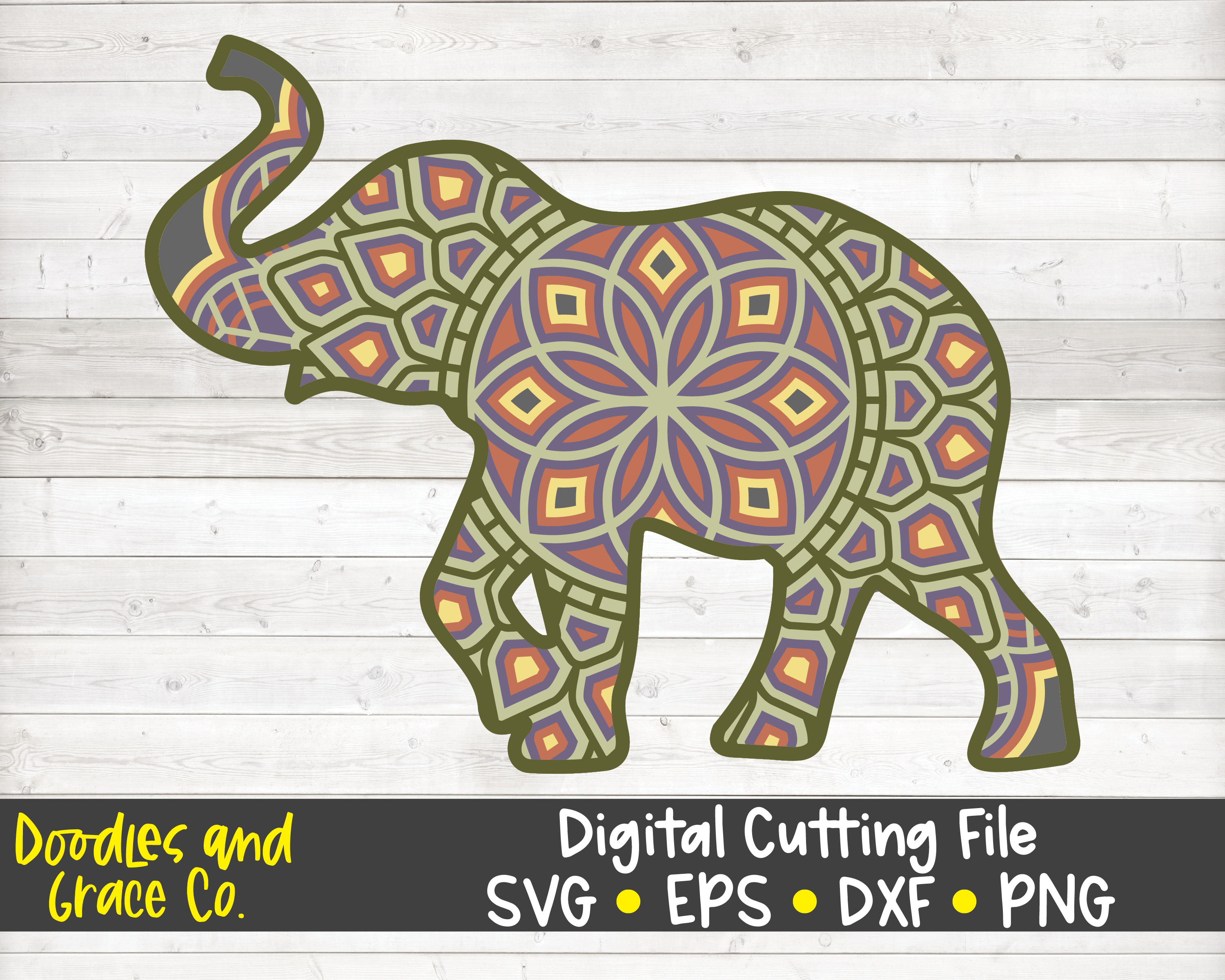 Download Elephant 3d Layered Mandala Svg Dxf Eps Png By Doodles And Grace Thehungryjpeg Com