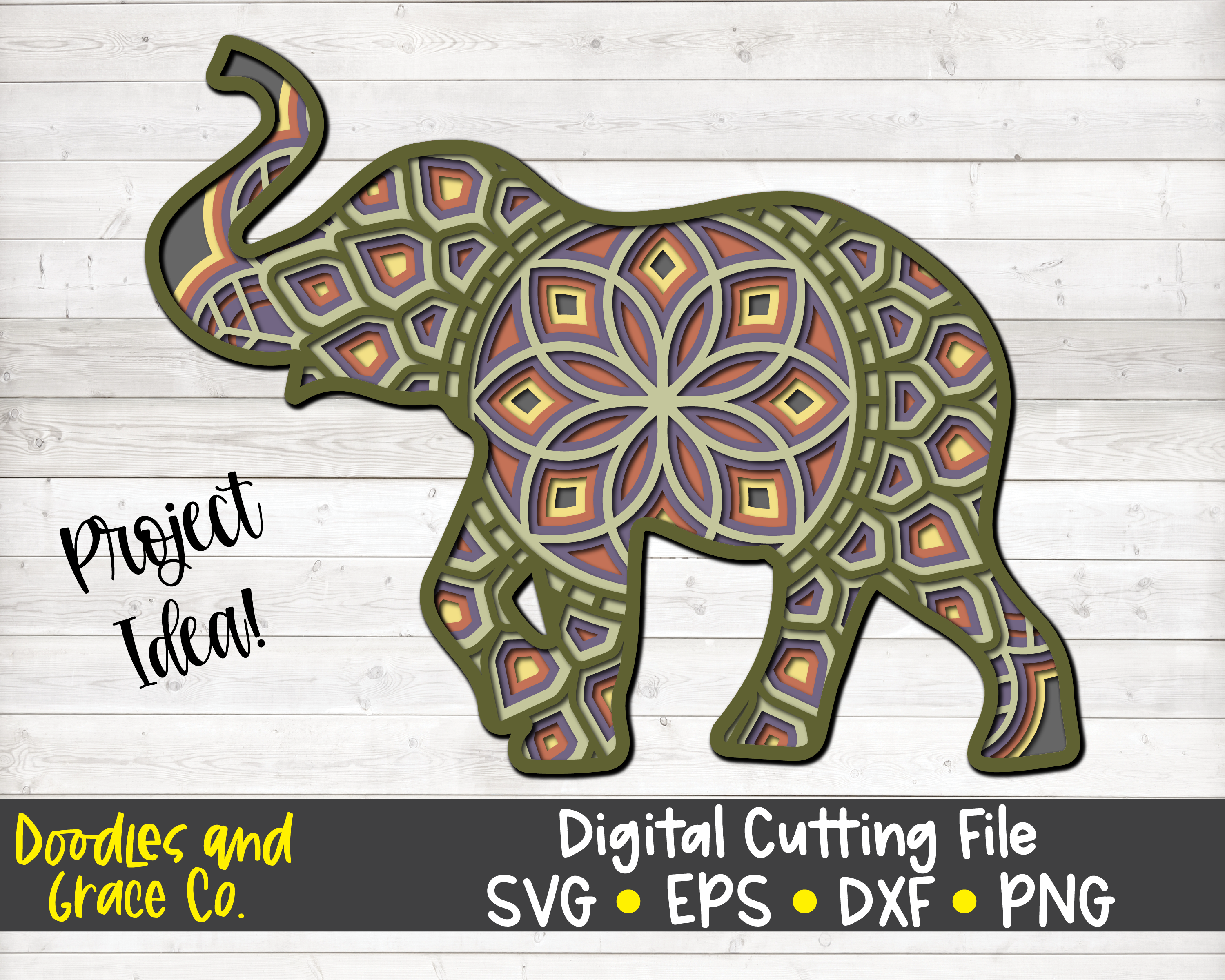Download Elephant 3d Layered Mandala Svg Dxf Eps Png By Doodles And Grace Thehungryjpeg Com