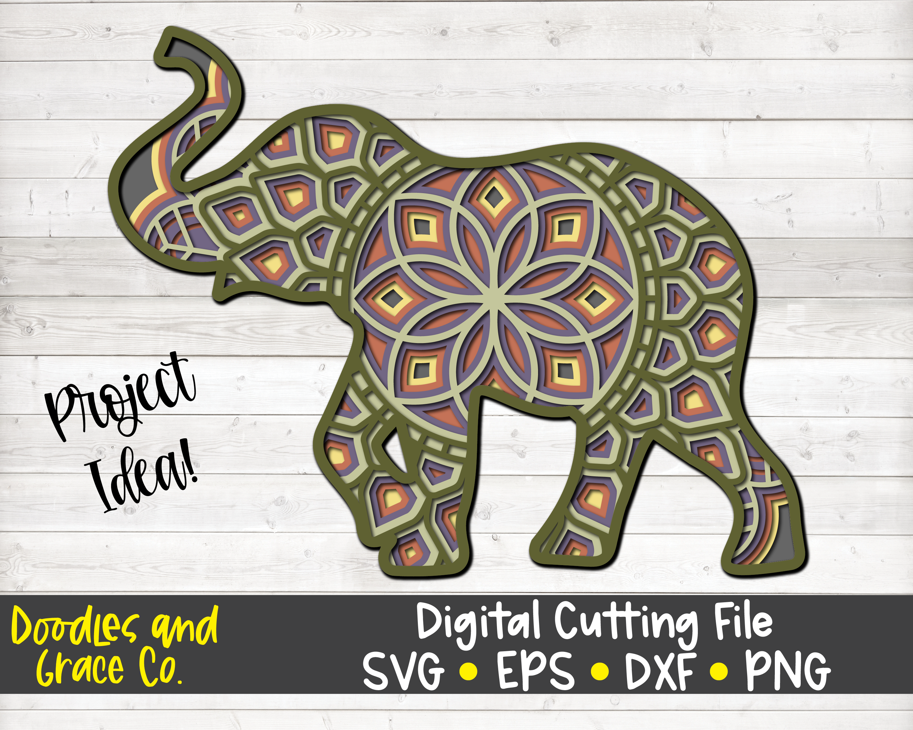 Download Layered Mandala Baby Elephant Svg Printable - SVG Layered