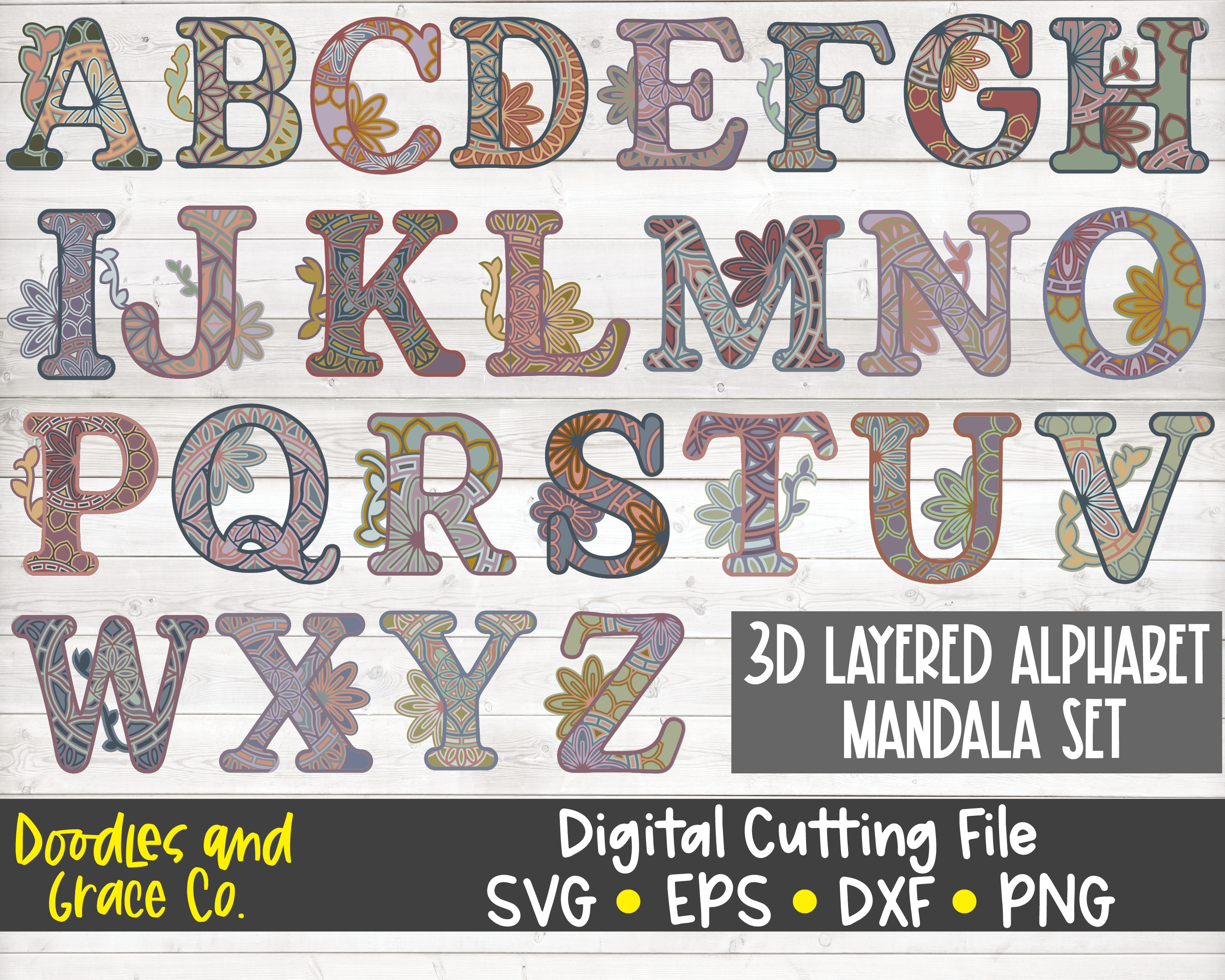 Free Free 327 Free Layered Alphabet Mandala Svg Set SVG PNG EPS DXF File