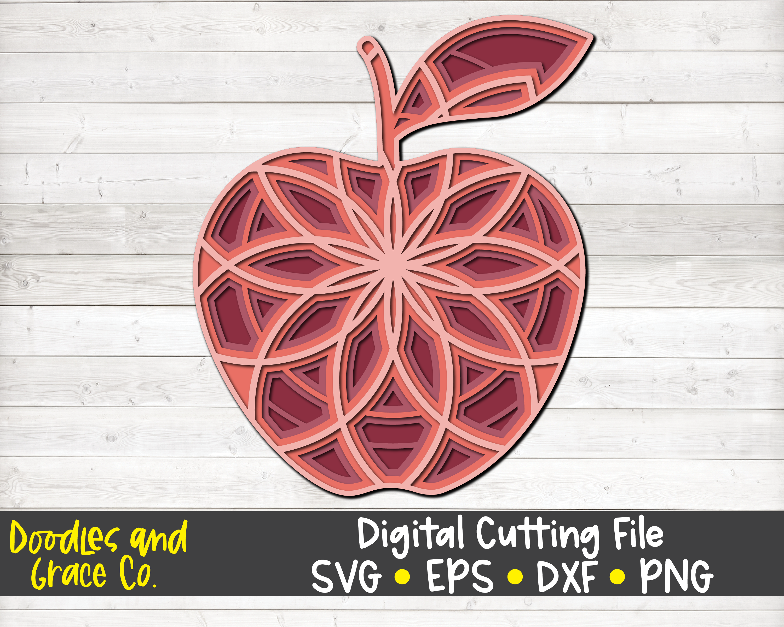 Download Apple 3d Layered Mandala Svg By Doodles And Grace Thehungryjpeg Com