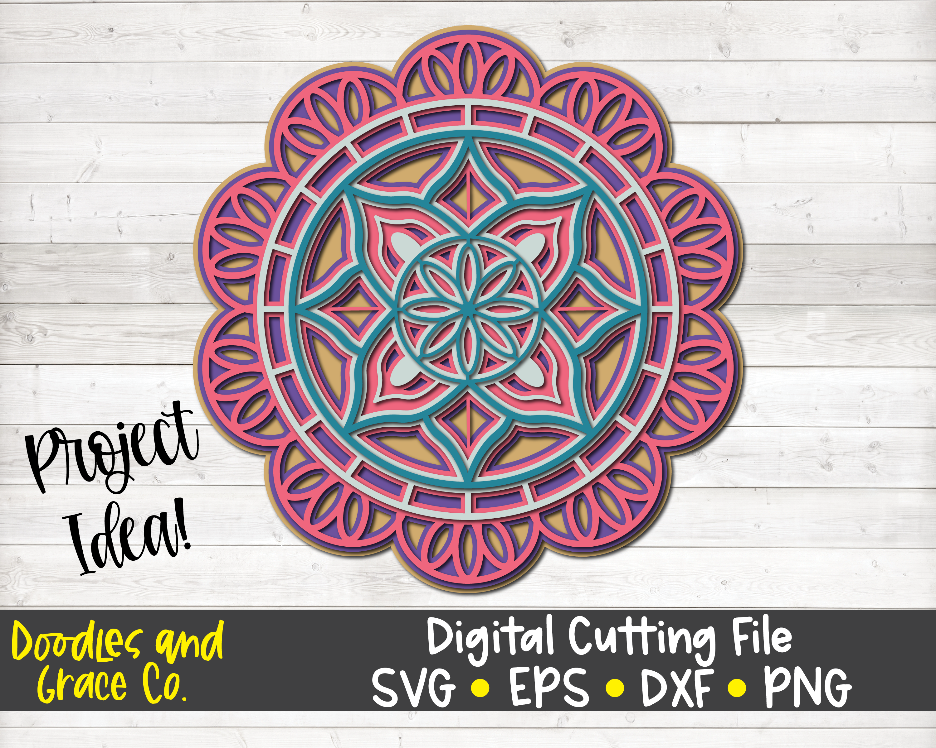 Flower 3d Layered Mandala Svg By Doodles And Grace Thehungryjpeg Com