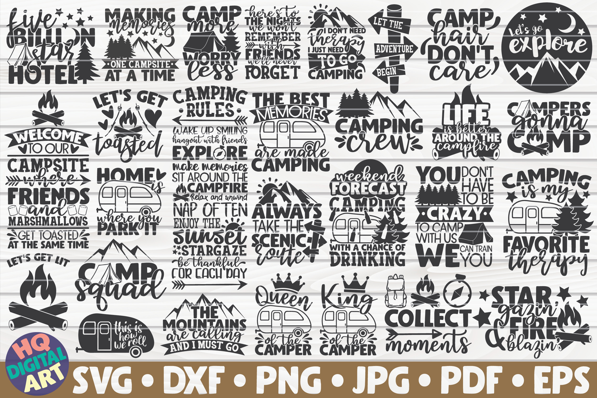 Camping Quotes Svg Bundle 28 Designs By Hqdigitalart Thehungryjpeg Com
