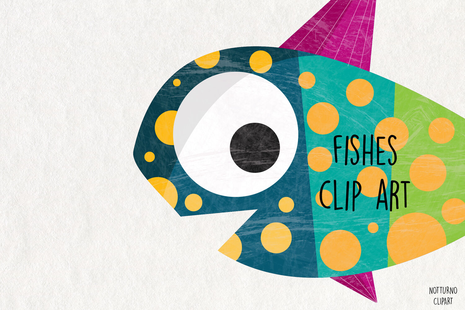 Colorful Fish clipart, instant download. Set of 6 cute fishes clipart. By  NotturnoClipArt