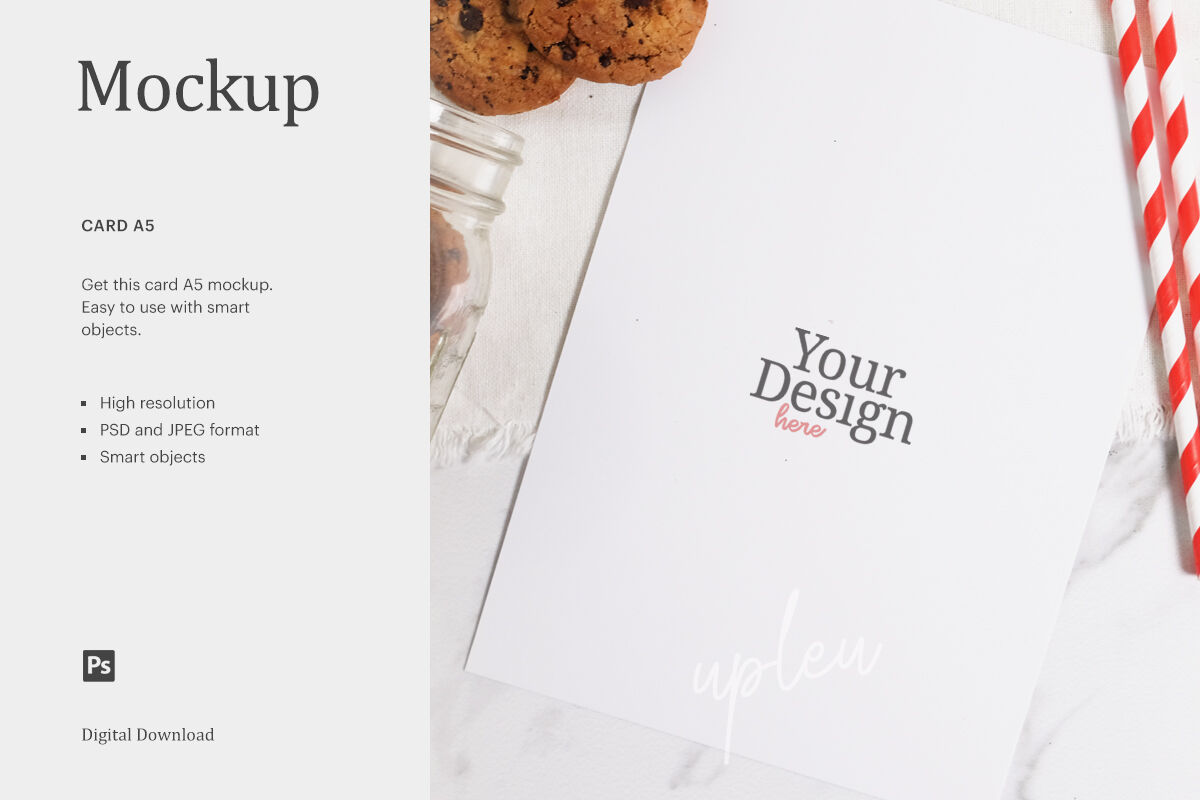 Download A5 Recipe Card With Cookies Mockup Styled Photo Mocokup By Ariodsgn Thehungryjpeg Com