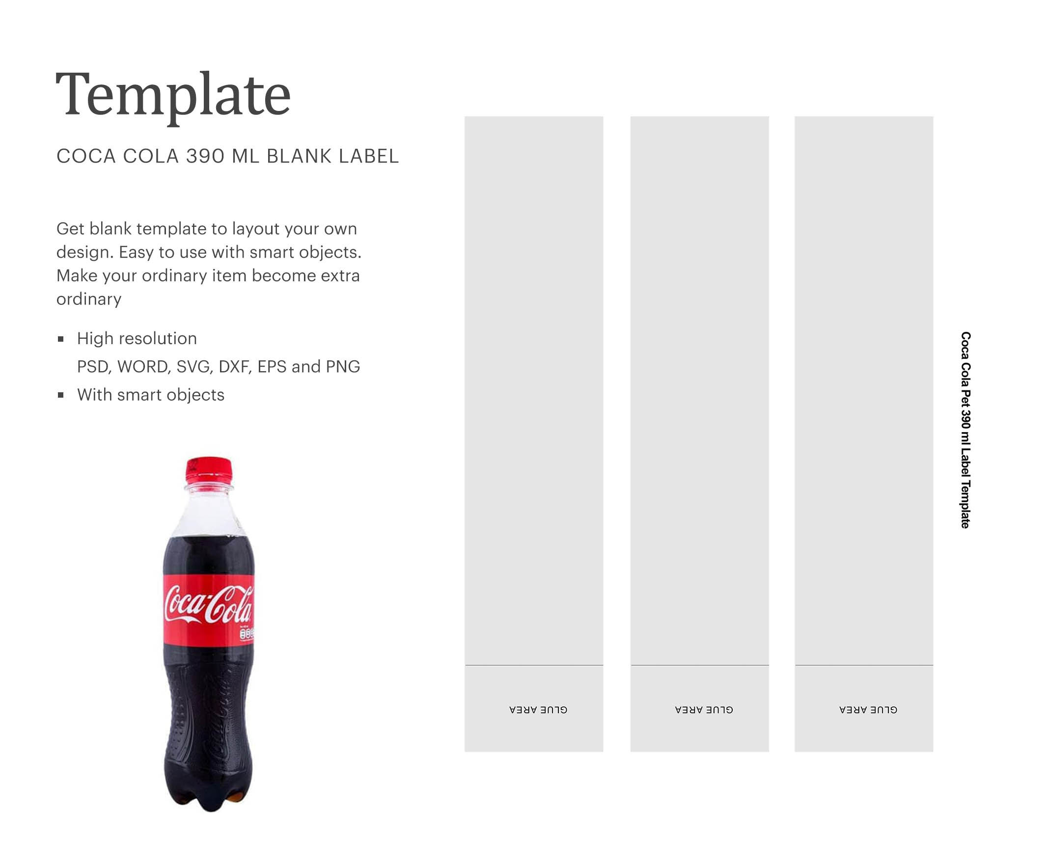 390ml Coke Bottle Label Template, Coke Bottle Wrapped Template By