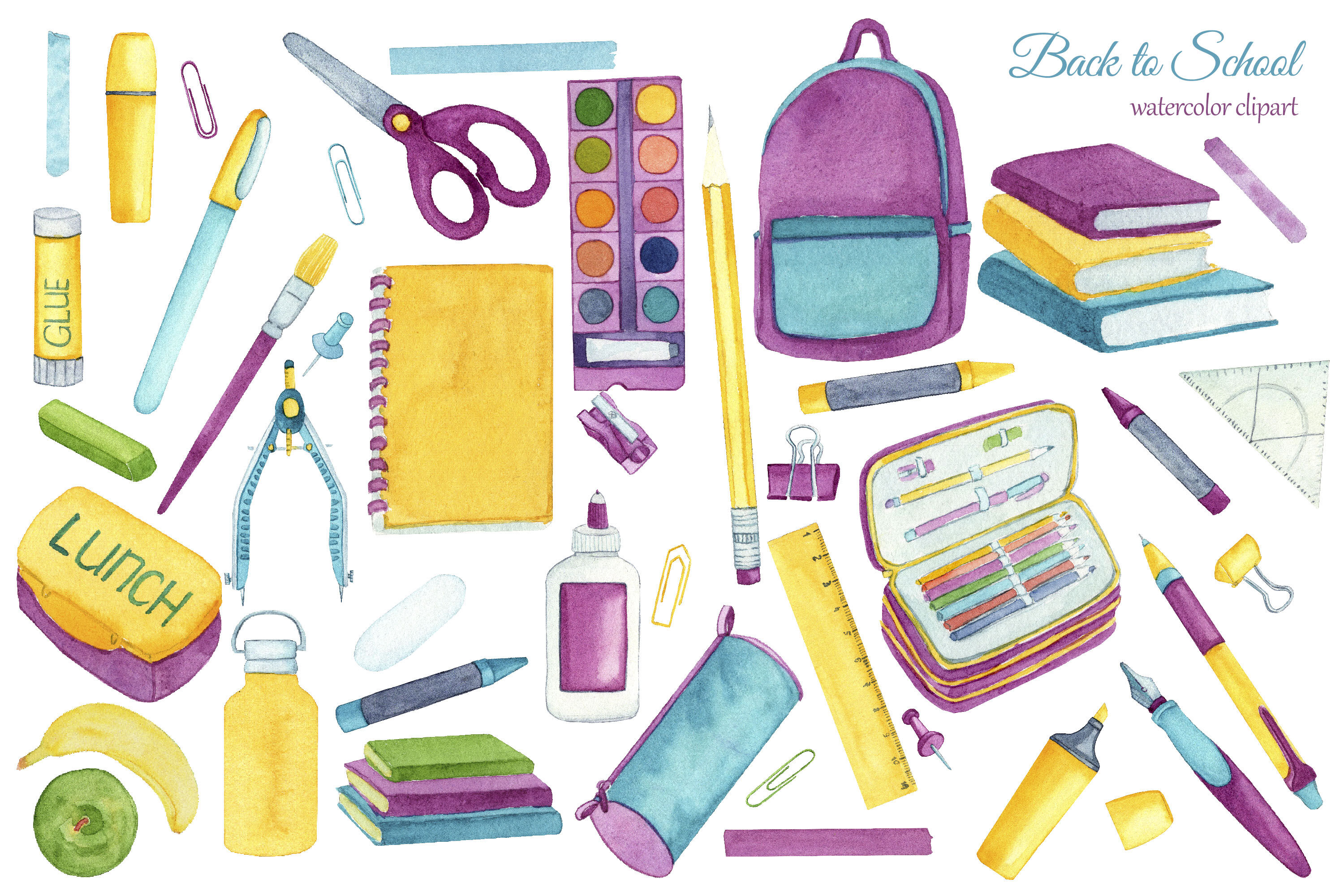 Back to School Clipart School Supplies Clipart Backpack 