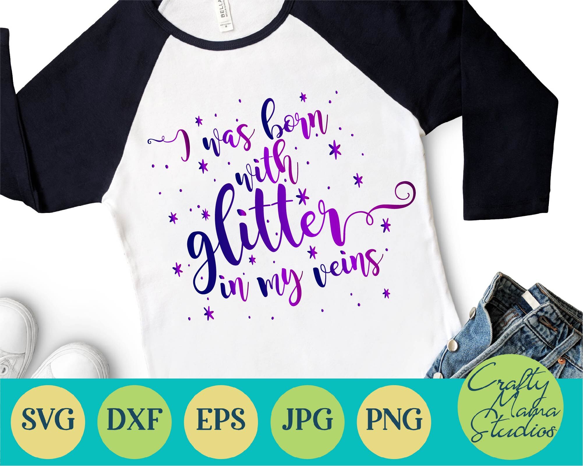 Born To Sparkle Girl Power Svg I Was Born With Glitter In My Veins By Crafty Mama Studios Thehungryjpeg Com