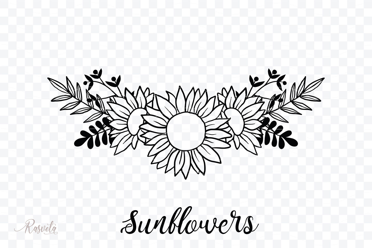 Sunflower Monogram Frames / 3 By RaSveta | TheHungryJPEG