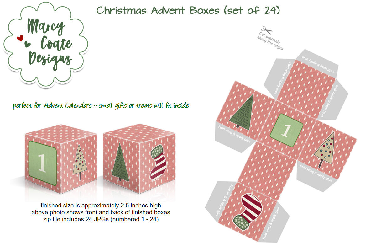 Christmas Advent Calendar Boxes By Marcy Coate Thehungryjpeg Com
