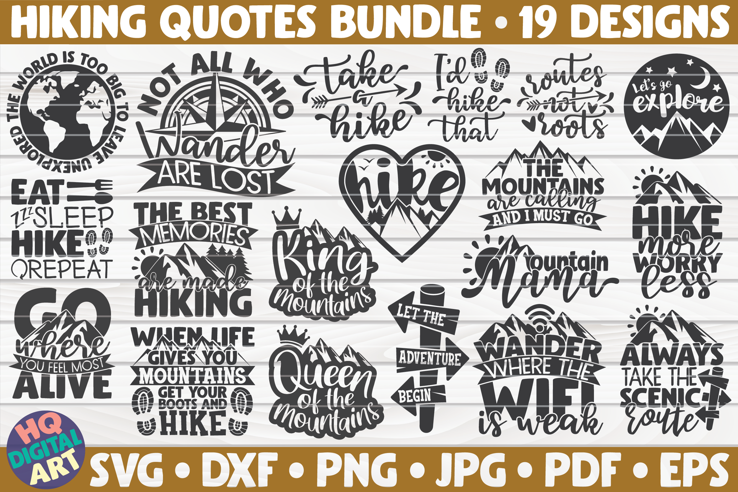 Download Hiking Quotes SVG Bundle | 19 designs By HQDigitalArt | TheHungryJPEG.com