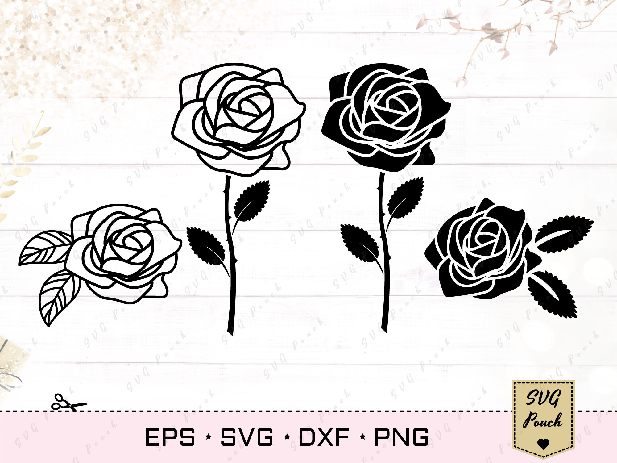 Rose Svg Flower Svg File Flowers Svg Floral Svg Roses Svg Rose Dxf, Rose  Cut File Rose Silhouette Rose Clipart Rose Clip Art Rose Vector