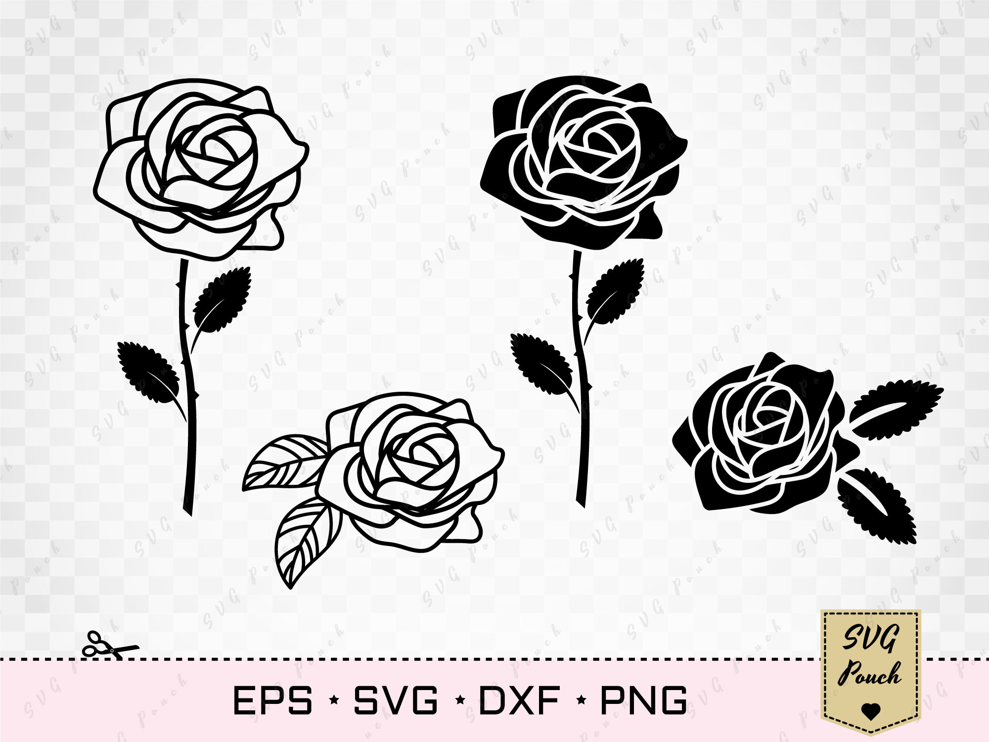 Download Roses silhouettes SVG By SVGPouch | TheHungryJPEG.com