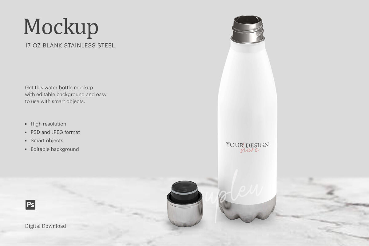 Download 17oz Insulated Water Bottle Stainless Steel Mockup By Ariodsgn Thehungryjpeg Com
