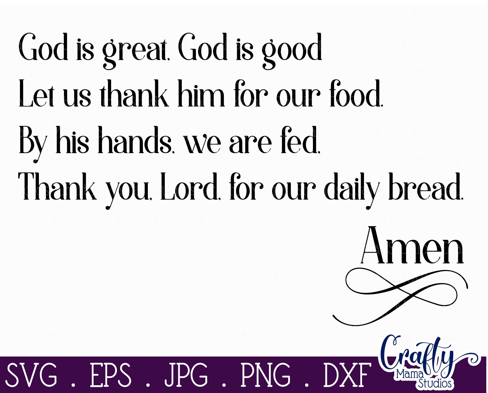 God is great dinner prayer svg god is good let us thank him by