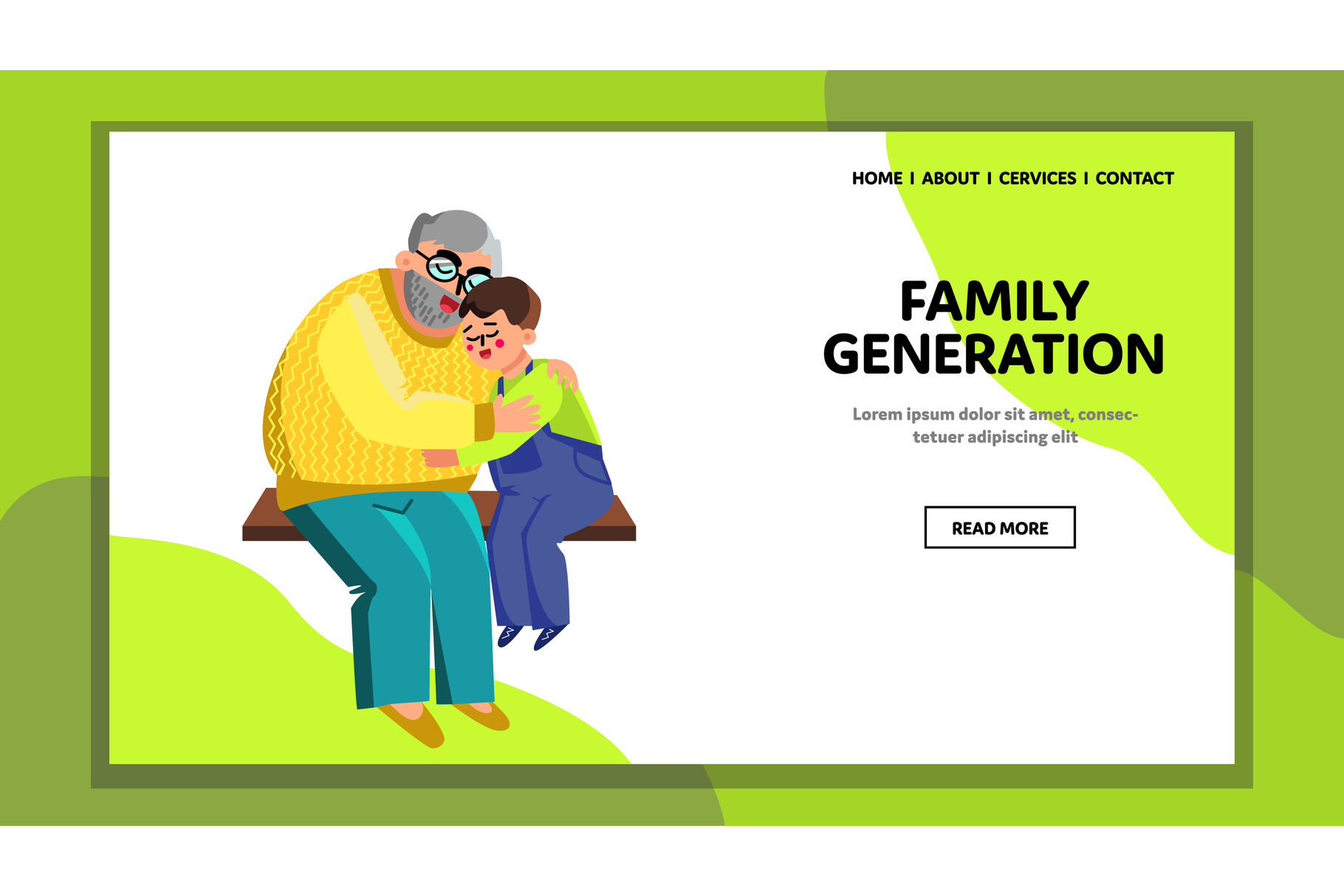 Family Generation Grandson And Grandfather Vector Illustration By Sevector Thehungryjpeg Com