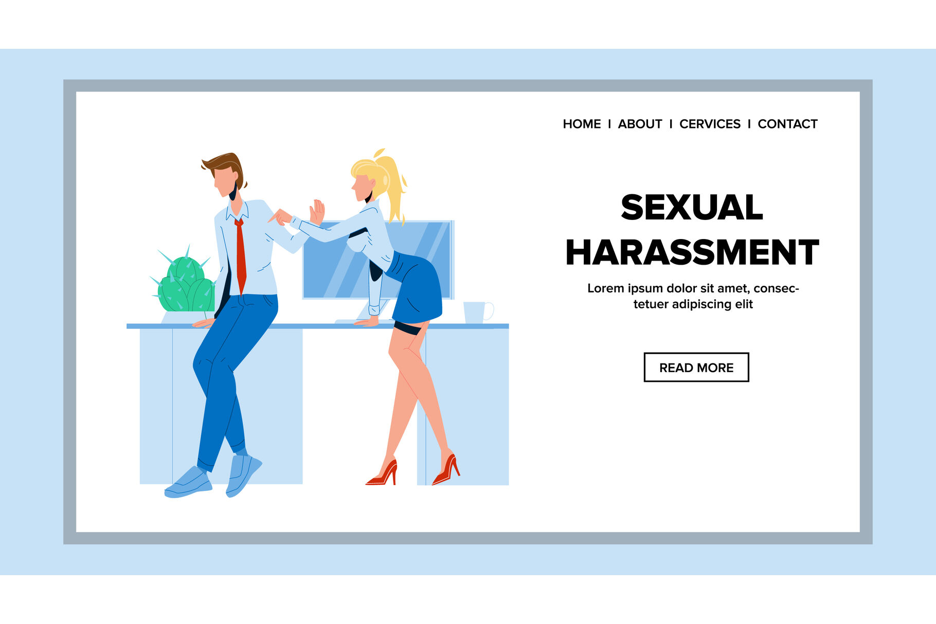 Sexual Harassment Employer To Colleague Vector Illustration By Sevector 