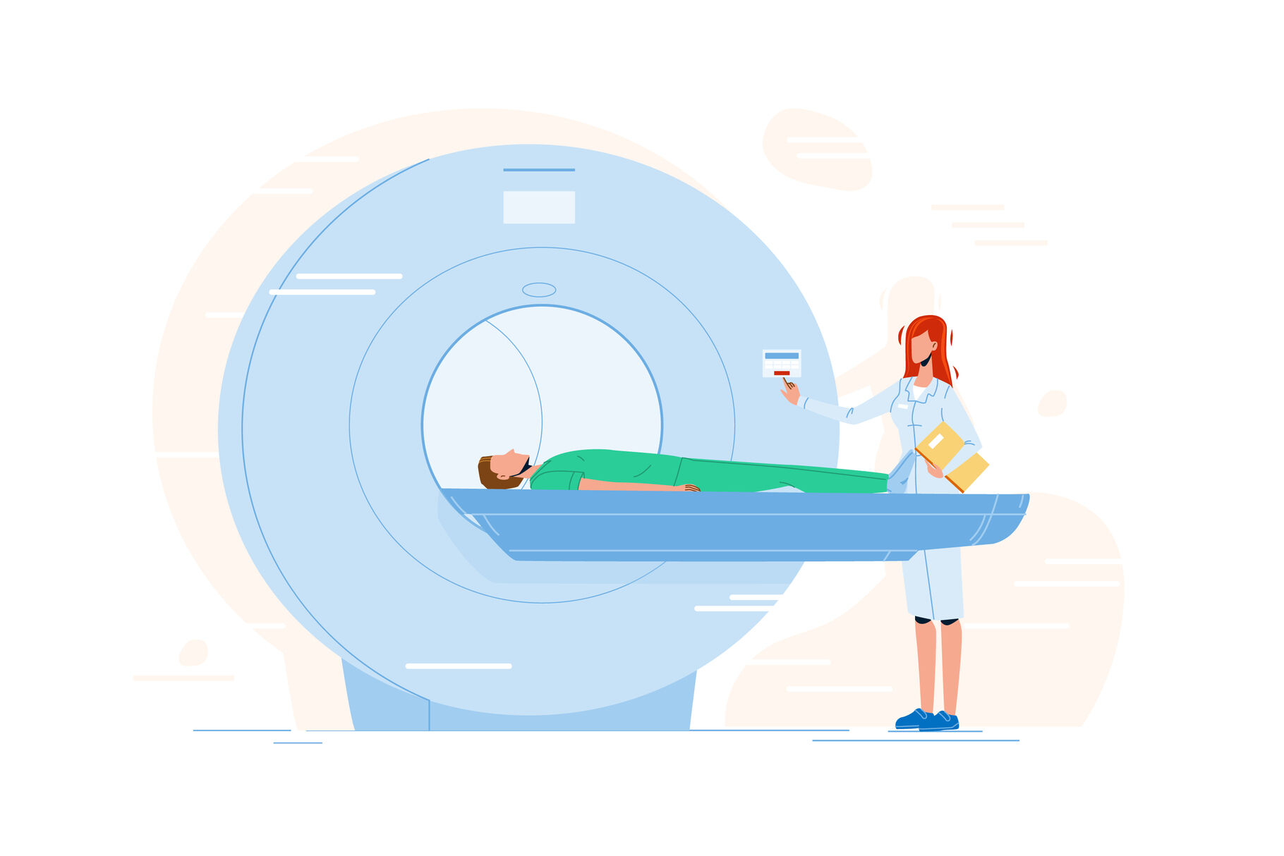 Nurse Preparing Patient For Mri Scan Test Vector By sevector | TheHungryJPEG