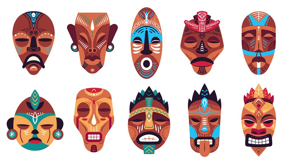 Tribal mask. Color hawaii totem, ritual or ceremonial african, hawaiia Tartila | TheHungryJPEG