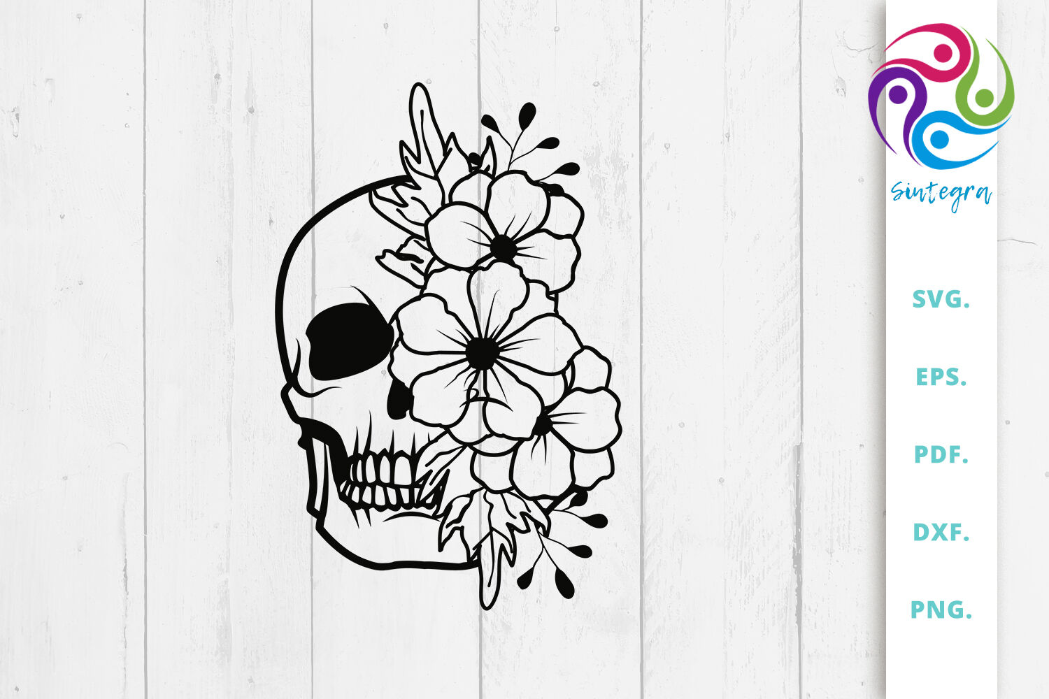 Download Skull With Flowers Svg Cut File By Sintegra Thehungryjpeg Com
