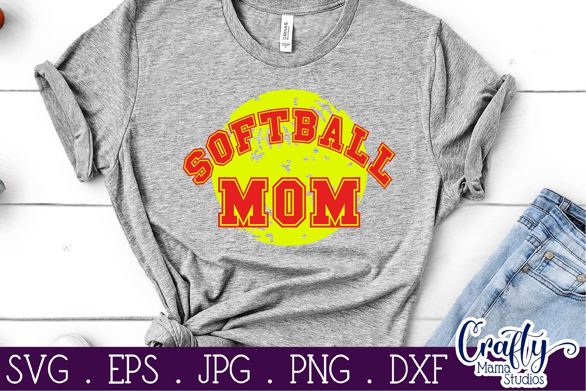 Download Softball Mom Svg Distressed Mom Shirt Svg Softball Svg By Crafty Mama Studios Thehungryjpeg Com