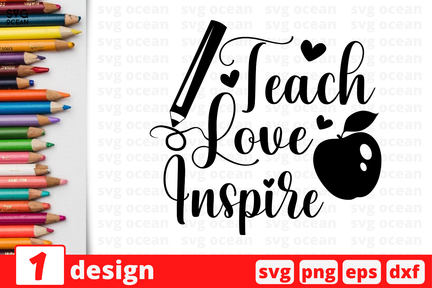 Download 1 Teach Love Inspire Teacher Quotes Cricut Svg By Svgocean Thehungryjpeg Com