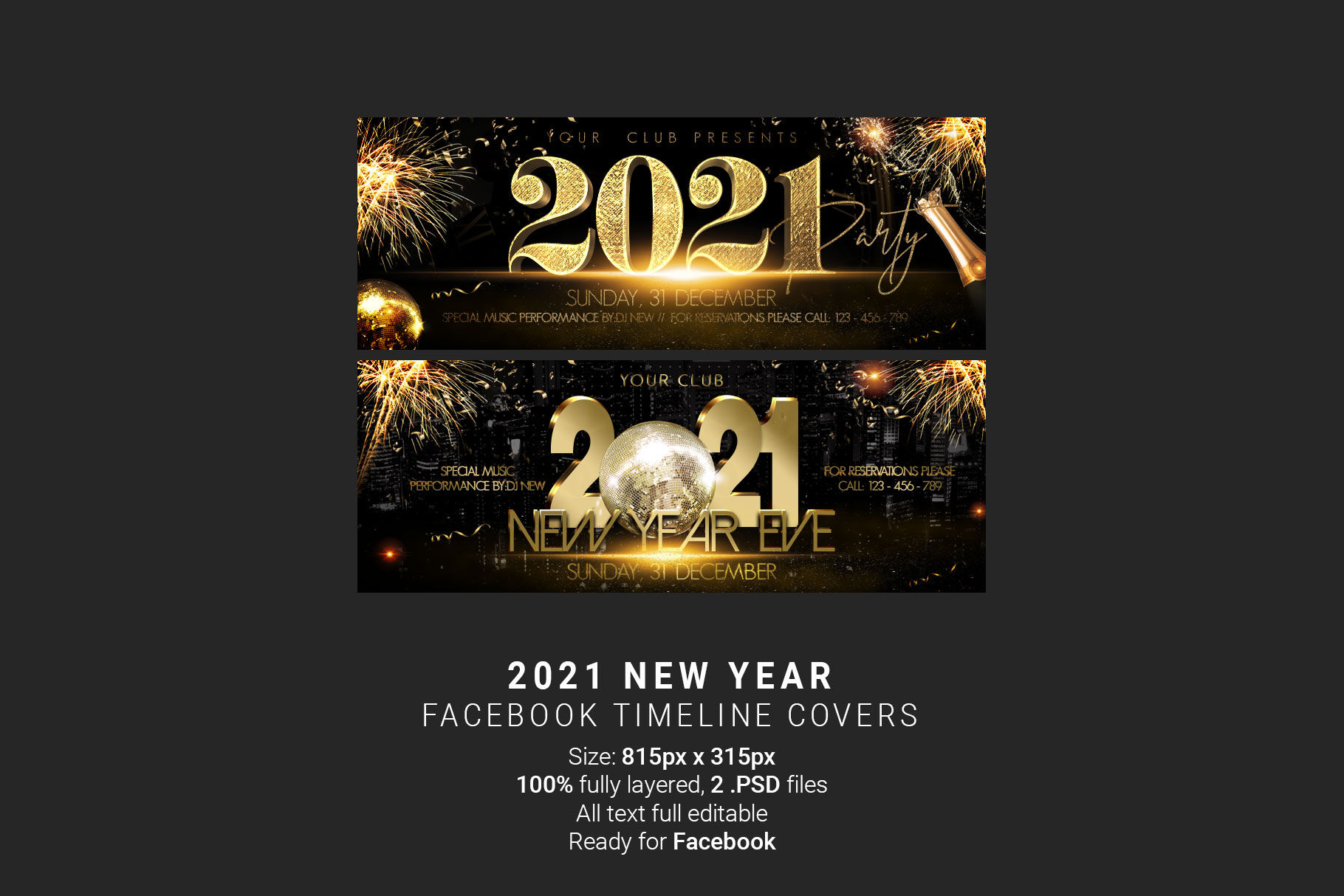 New Year Facebook Timeline Covers By Artolus Thehungryjpeg Com
