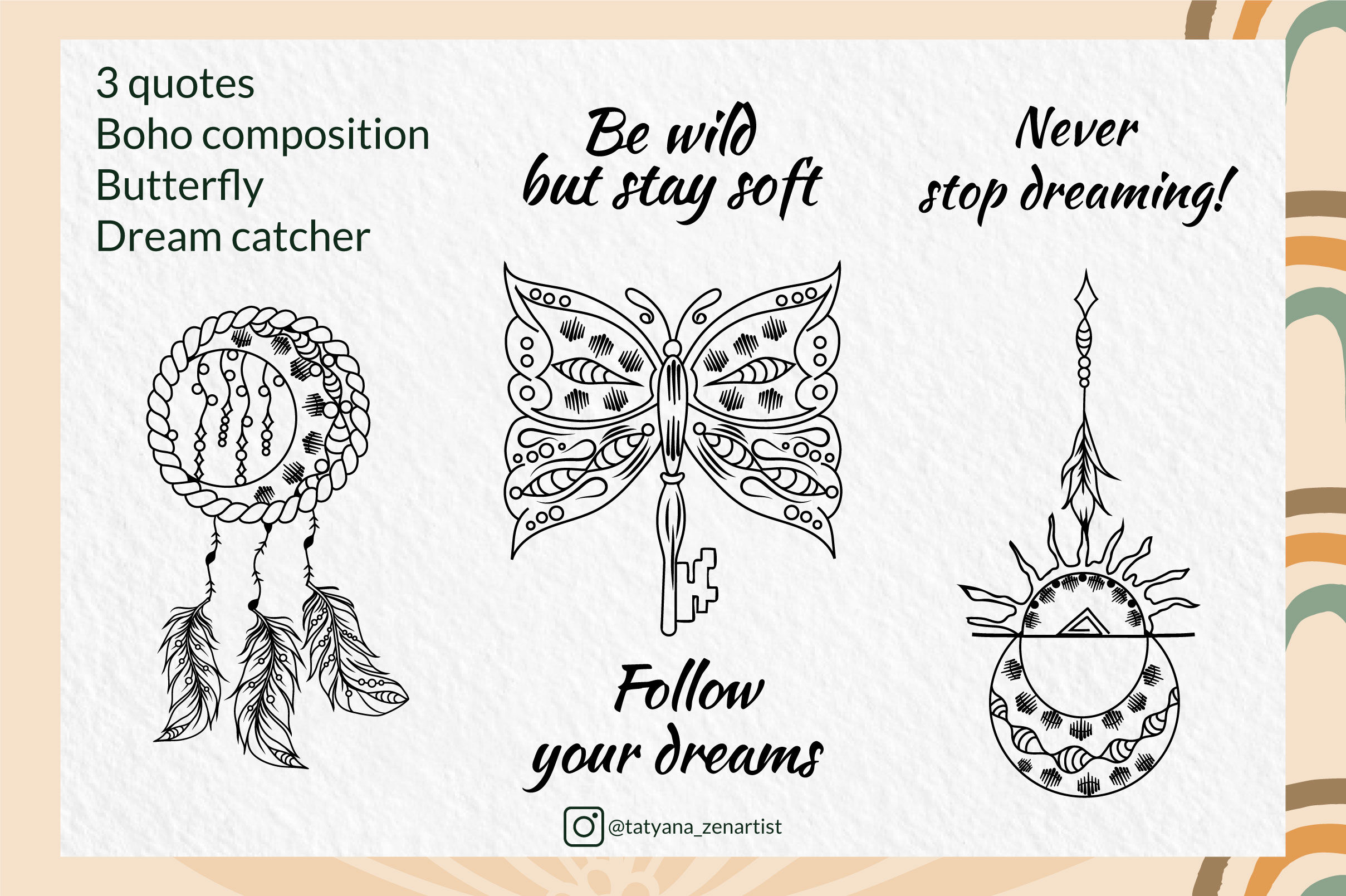 Boho Stickers Svgboho Inspirational Quote Bundle Svgdigital 