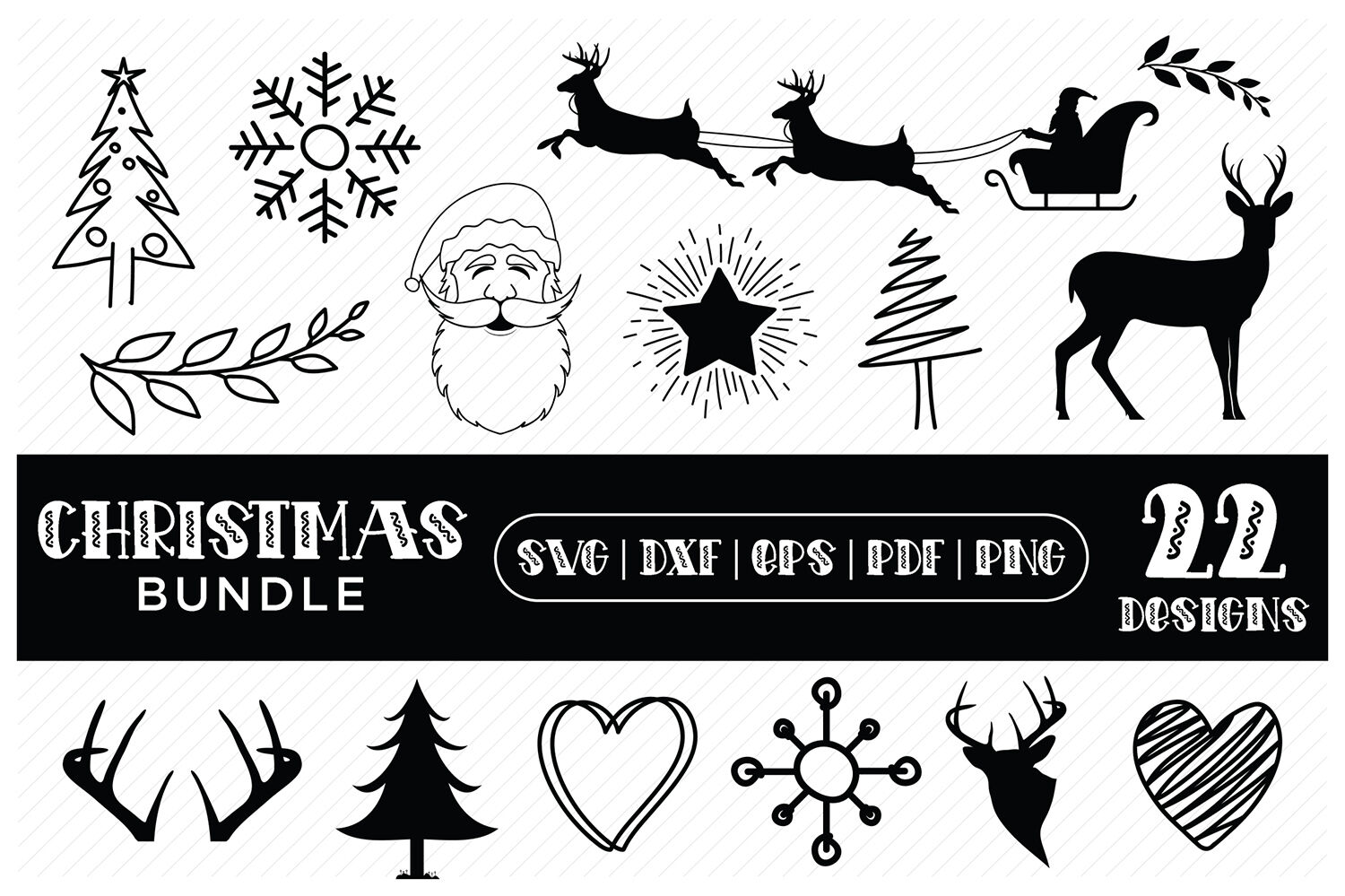 Christmas SVG Bundle, Christmas Design Elements, SVG DXF PNG By ...