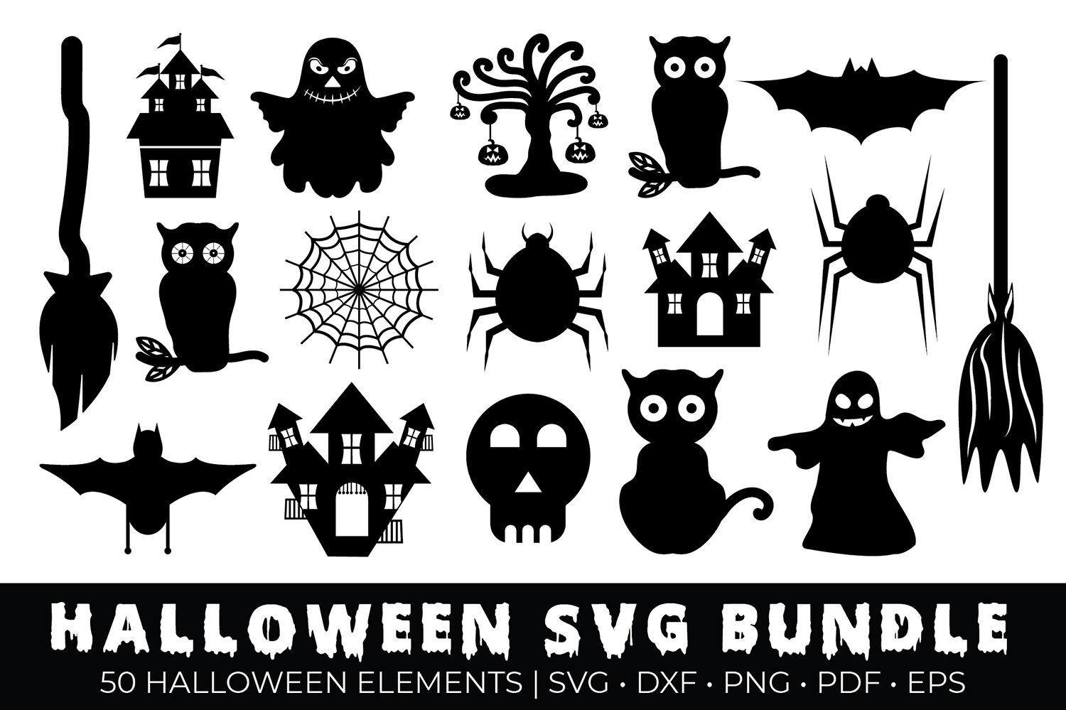 Halloween SVG Bundle, Halloween Design Elements, SVG DXF ...