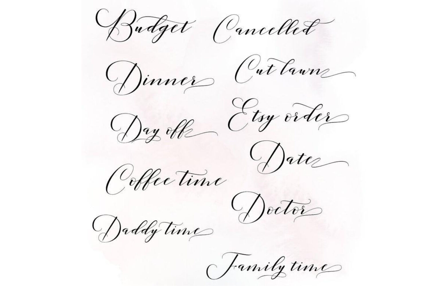 Elegant Black Calligraphic Scripts Stickers By Old Continent Design Thehungryjpeg Com