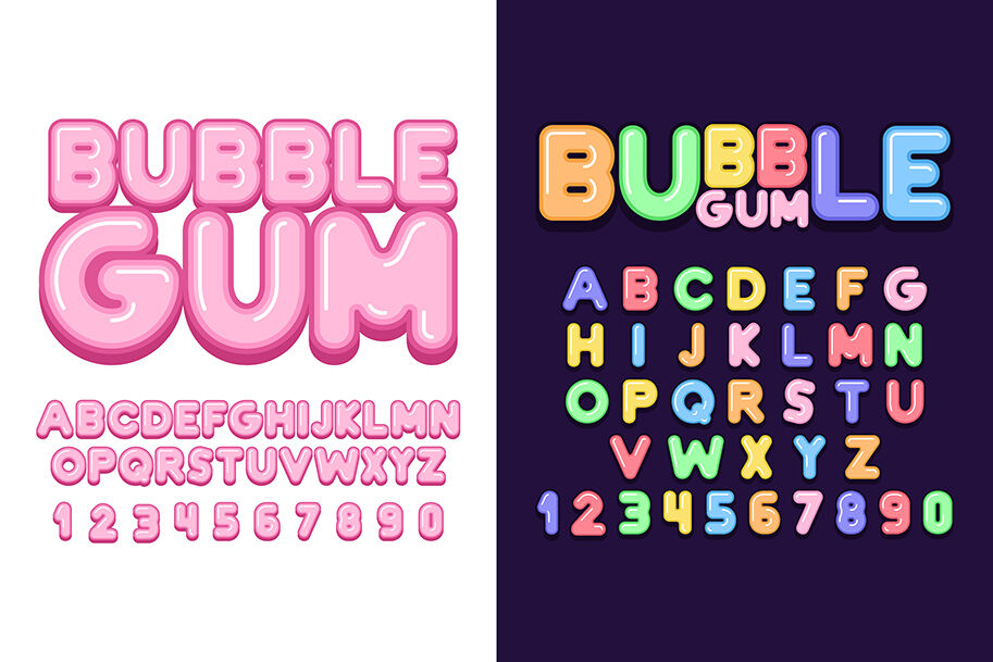 Bubble Gum Font Sweet ABC Letters And Stock Vector By