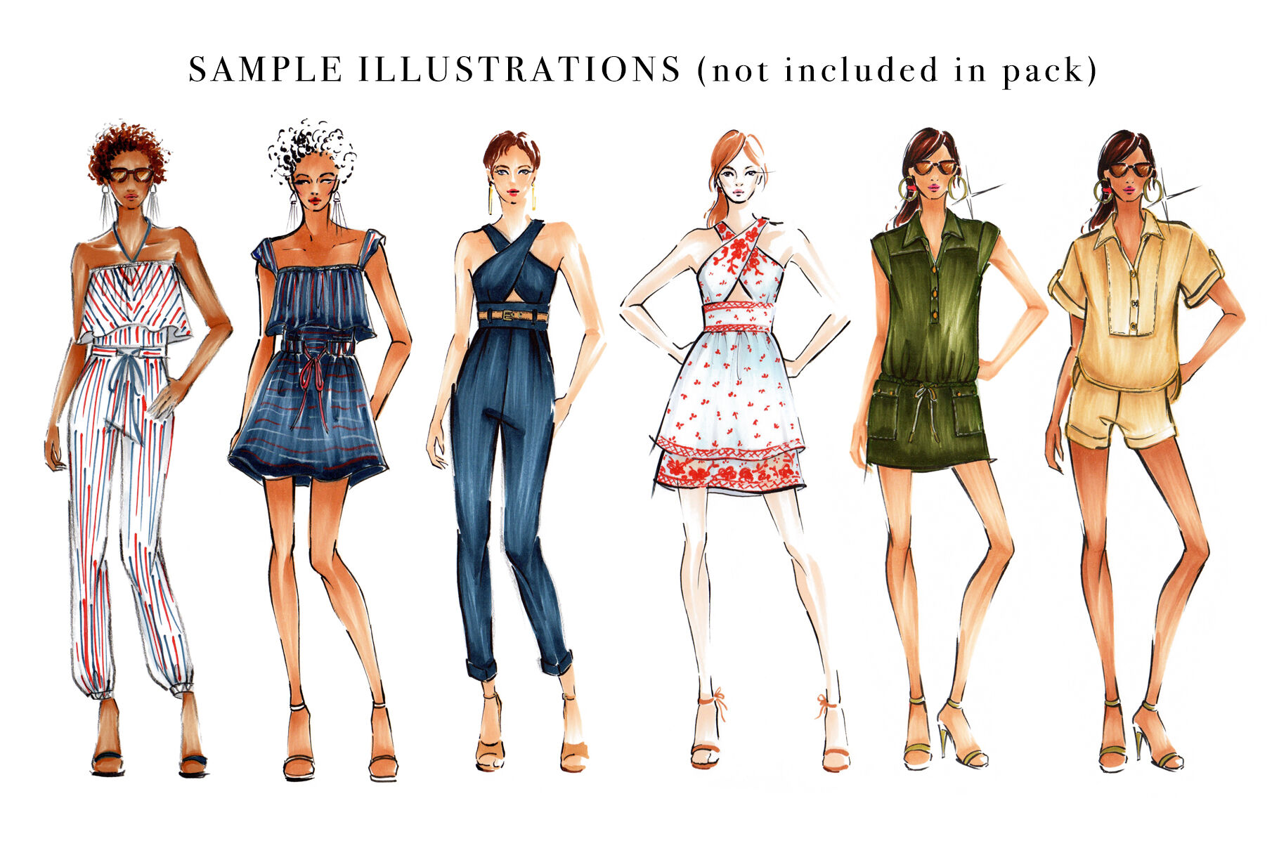 Frontal Female Croquis Pack For Fashion Illustration By Art By Lin