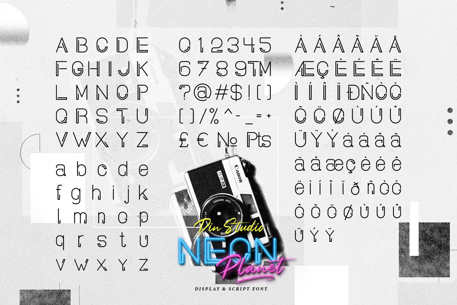 Neon Planet Font Duo By Din Studio Thehungryjpeg Com