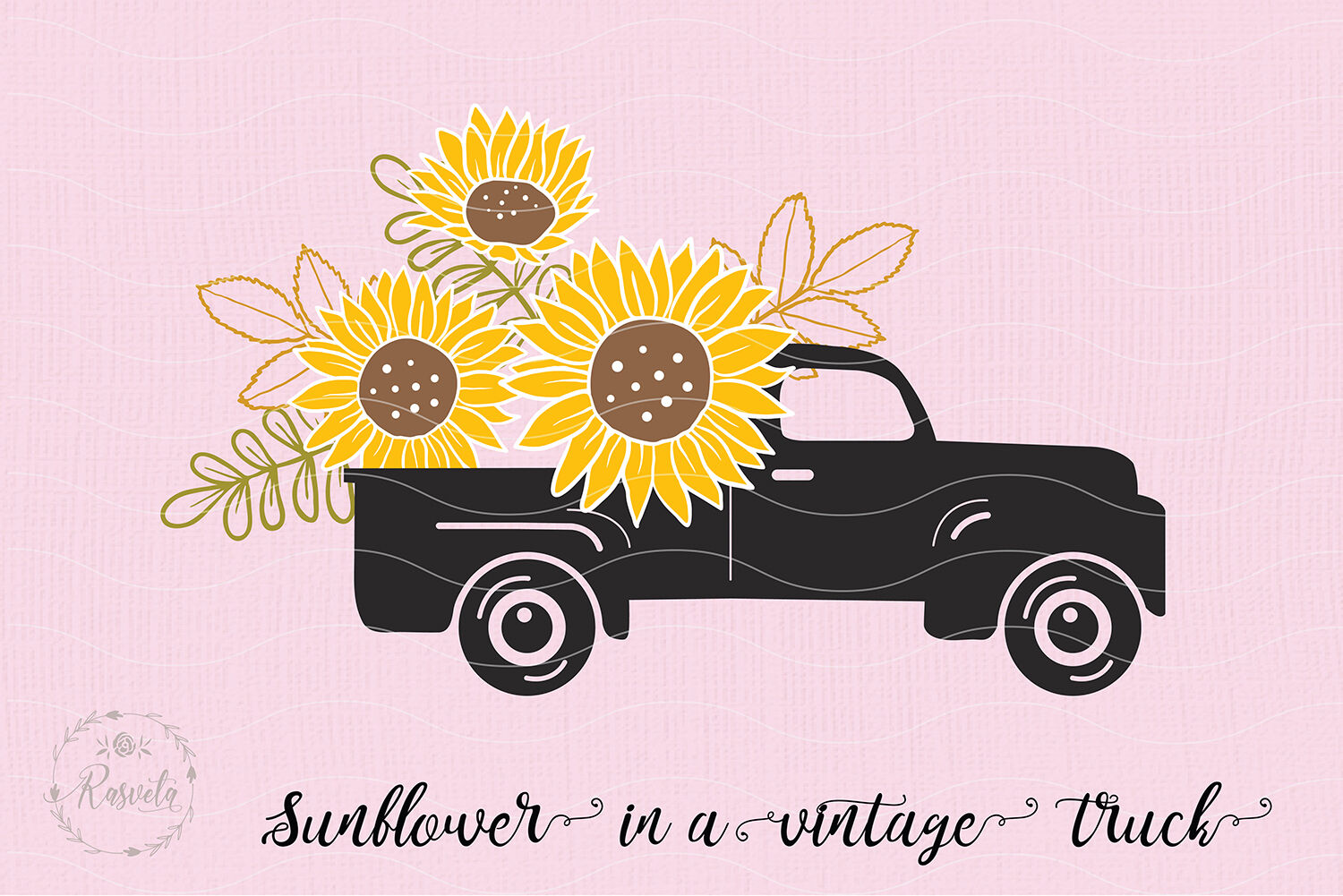 Download Sunflower in a vintage truck By RaSveta | TheHungryJPEG.com
