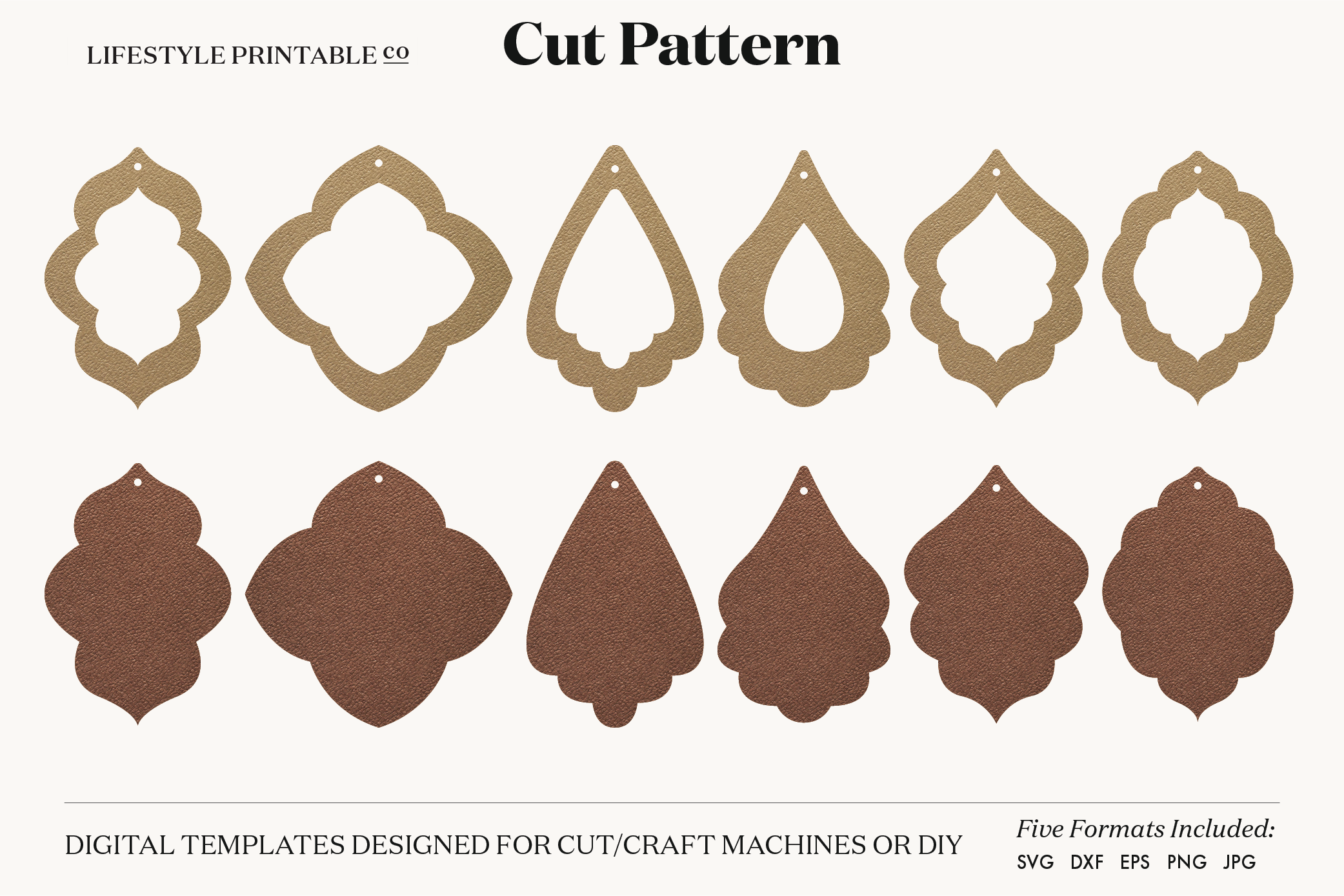 Earrings SVG Template Cut File Cricut Boho Bundle Leather Earrings By