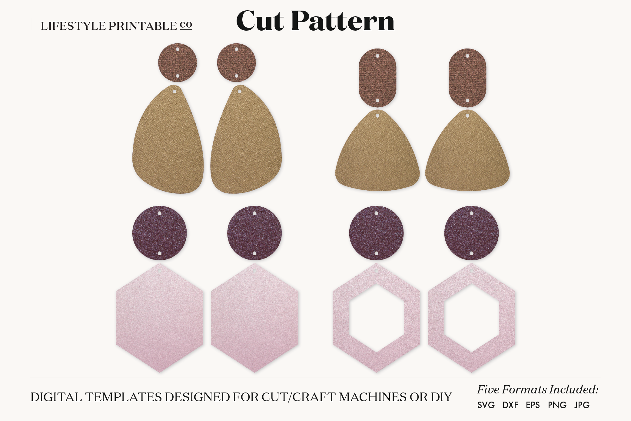 Download Earrings SVG Template Cut File Cricut Earrings Bundle Leather Earring By Lifestyle Printable Co ...