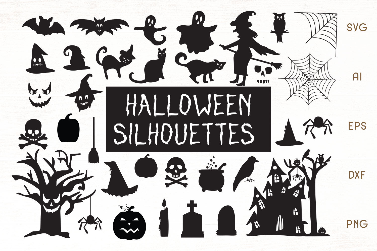 Halloween Silhouettes Svg Halloween Vector Cliparts By Dasagani Thehungryjpeg Com