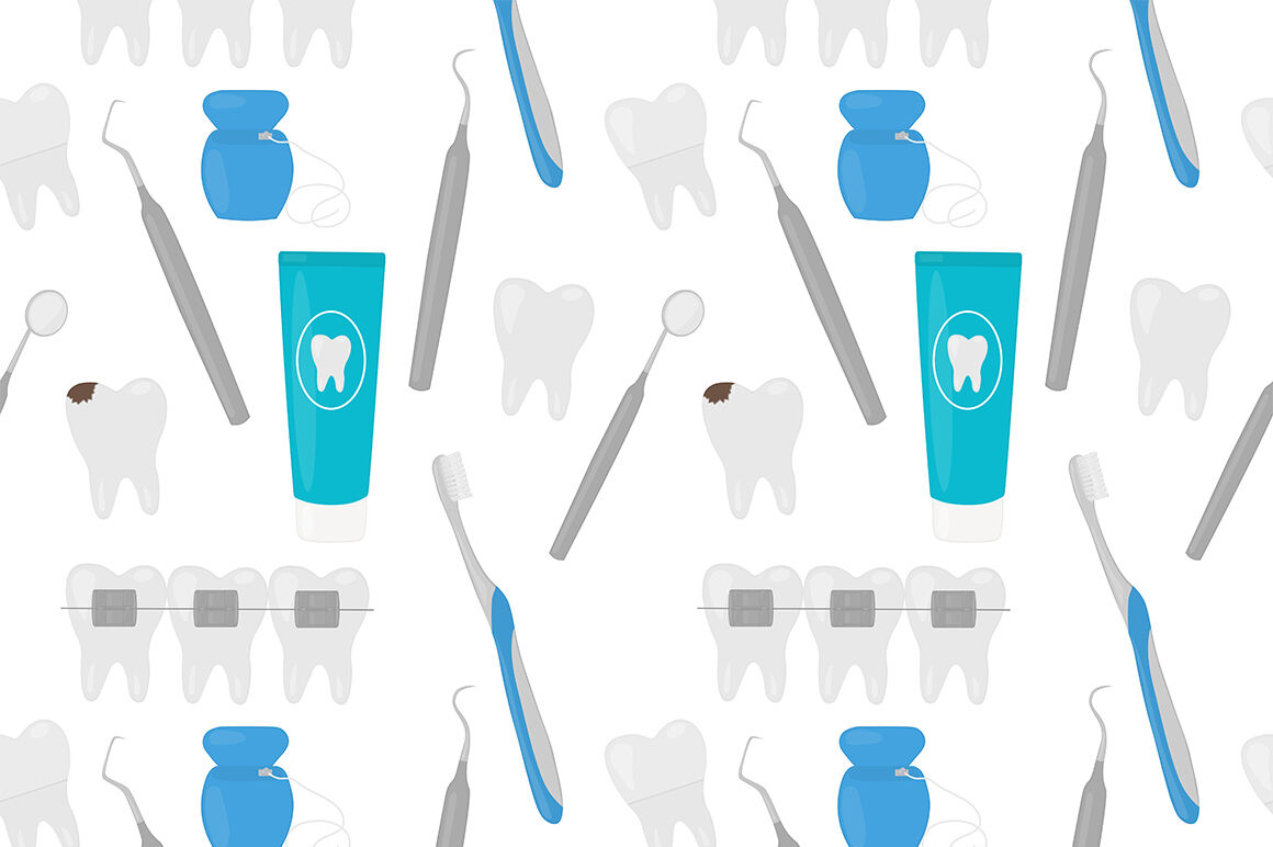 Seamless patterns Dentist dentistry dental treatment vector By ...